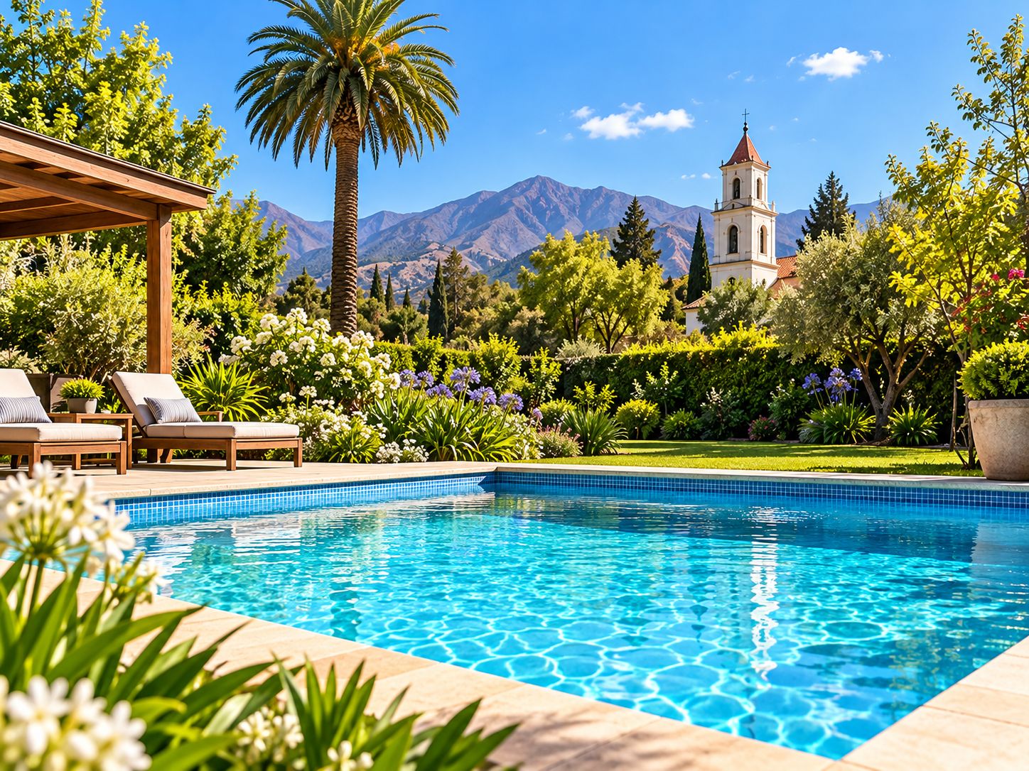 Piscina residencial ilustrativa de nuestro servicio en Peñaflor