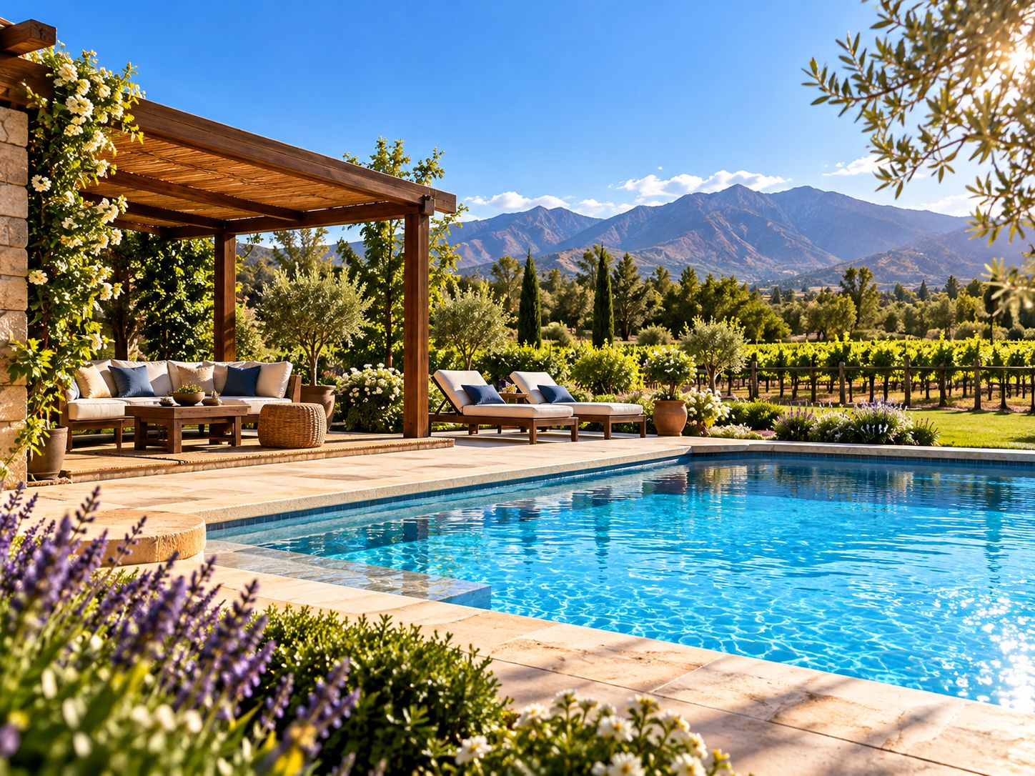 Piscina y entorno residencial ilustrativos del servicio en Isla De Maipo