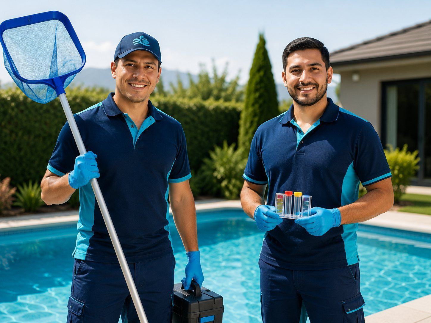 Equipo de limpieza y mantención de piscinas en cobertura local