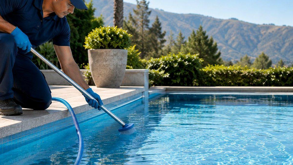 Limpieza periódica de una piscina residencial en Lonquén