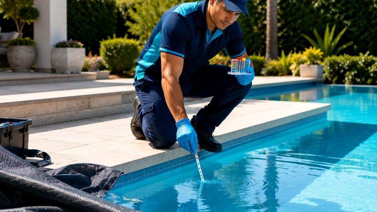 Limpieza profunda de piscina residencial usada como referencia de frecuencia