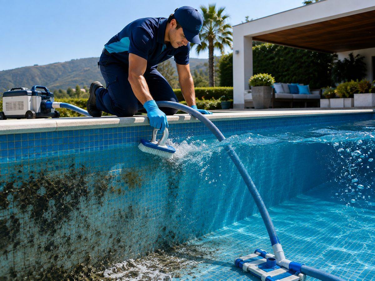 Piscina residencial limpia y preparada para la temporada de verano